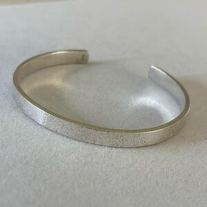 Vintage 925 Sterling Silver Textured Design Open Cuff Bangle Bracelet